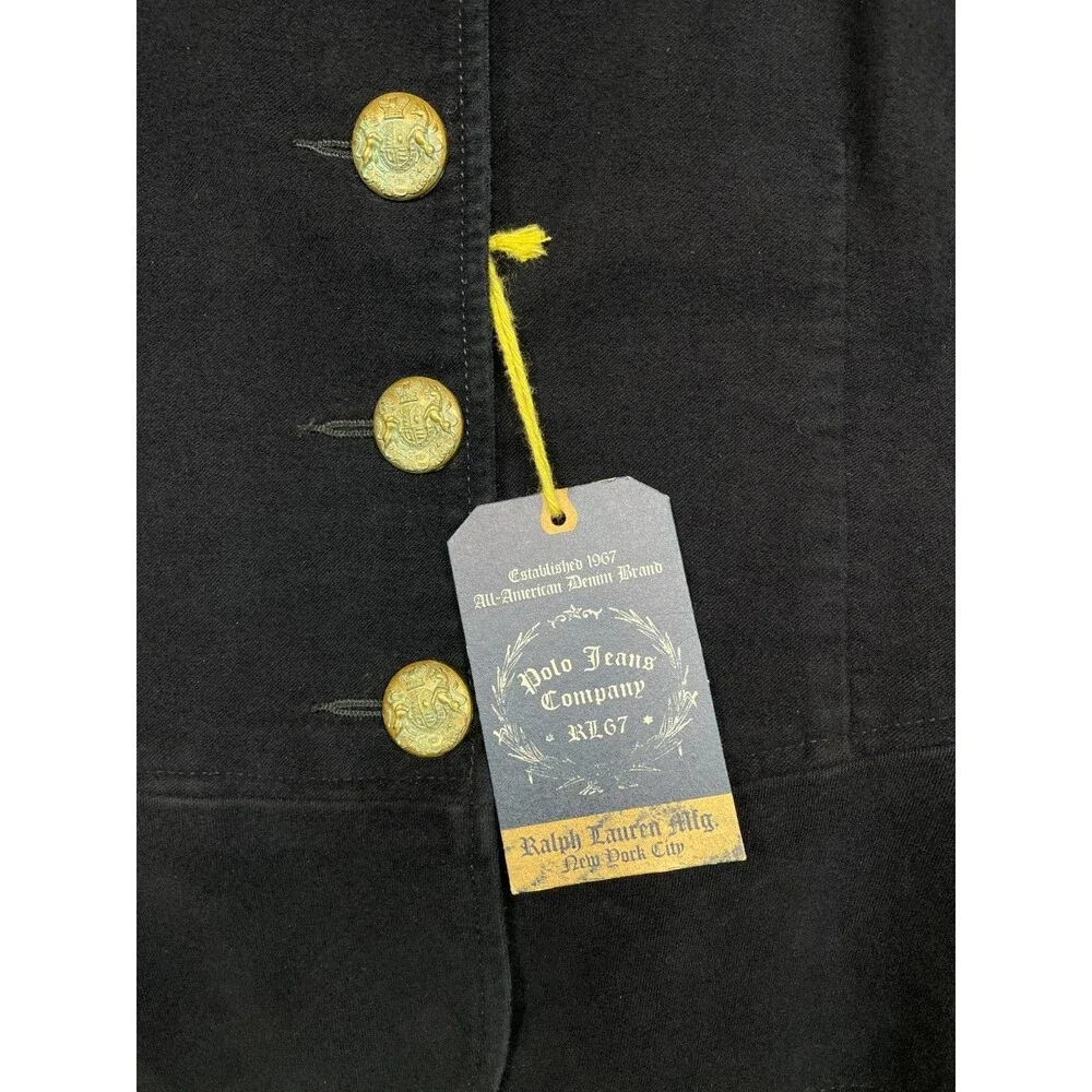 Polo Jeans Ralph Lauren Jacket Womens XL Black Military Officer 90s Y2K New